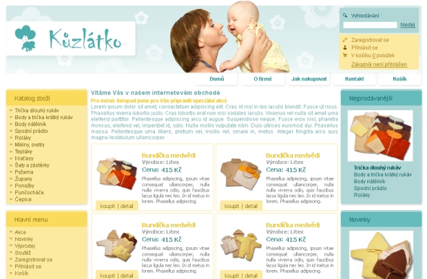 E-shop, tvorba e-shopu: kuzlatko.cz