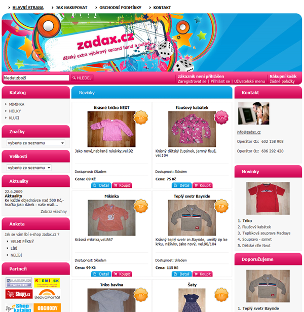 E-shop, tvorba e-shopu: zadax.cz