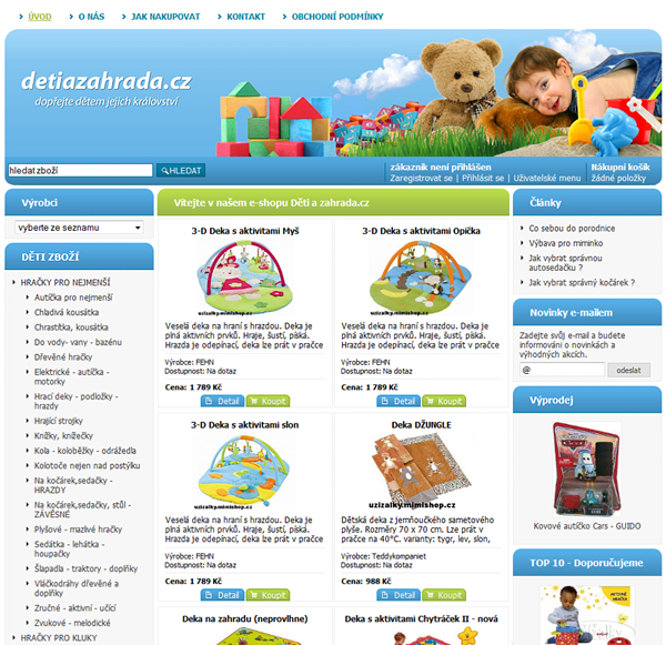 E-shop, tvorba e-shopu: detiazahrada.cz