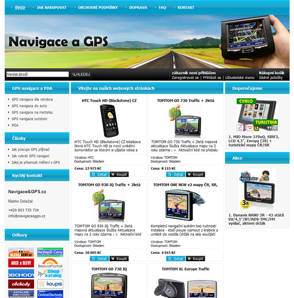 E-shop, tvorba e-shopu: navigaceagps.cz