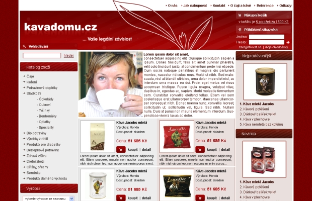 E-shop, tvorba e-shopu: kavadomu.cz