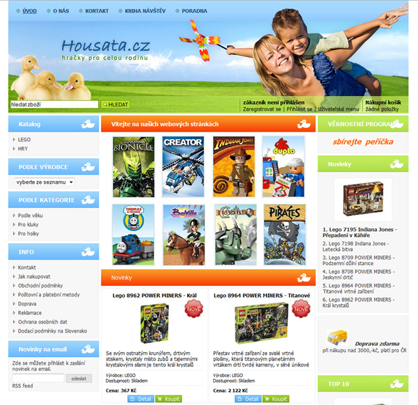 E-shop, tvorba e-shopu: housata.cz