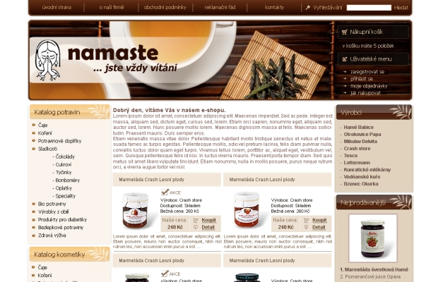 E-shop, tvorba e-shopu: e-namaste.cz