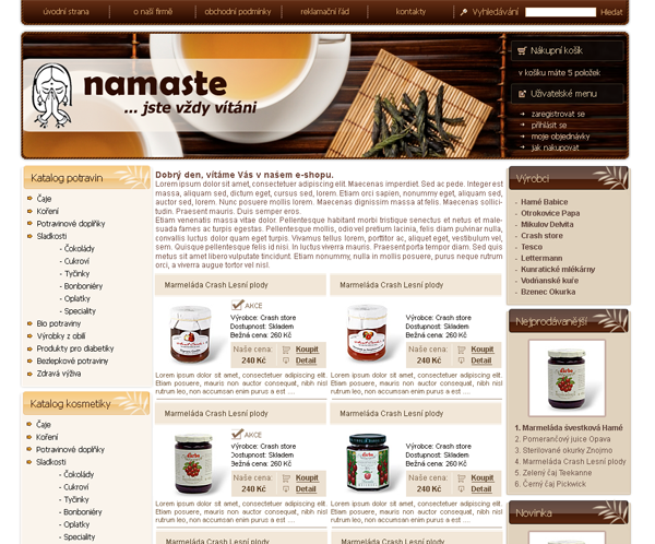 E-shop, tvorba e-shopu: e-namaste.cz