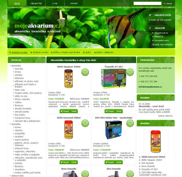 E-shop, tvorba e-shopu: mojeakvarium.cz