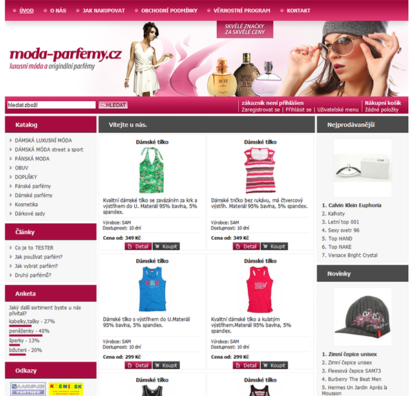 E-shop, tvorba e-shopu: moda-parfemy.cz