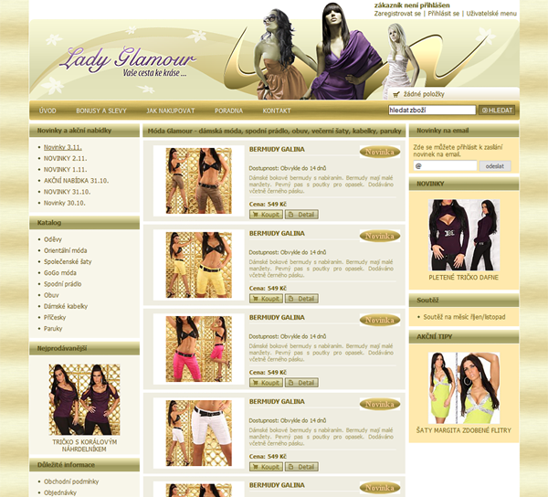 E-shop, tvorba e-shopu: moda-glamour.cz
