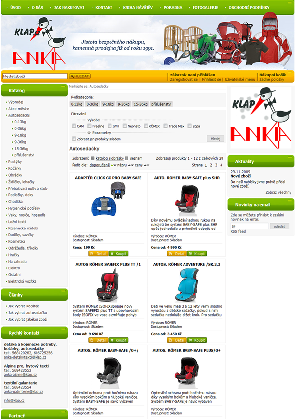 E-shop, tvorba e-shopu: klap.cz