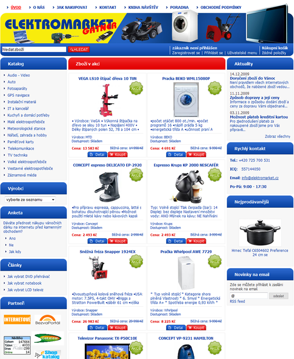 E-shop, tvorba e-shopu: elektromarket.cz