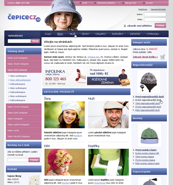 E-shop, tvorba e-shopu: cepicecz.cz