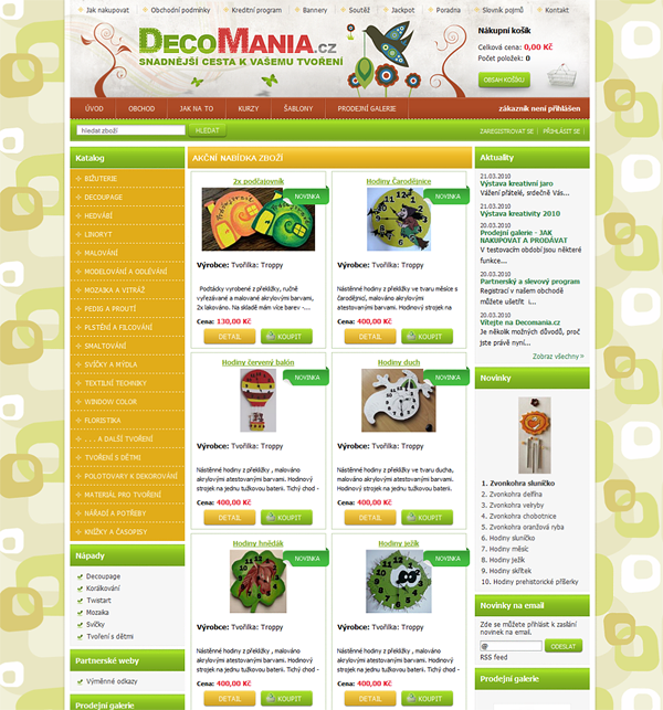 E-shop, tvorba e-shopu: decomania.cz