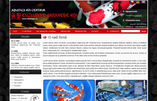 E-shop, tvorba e-shopu: nishikigoi.cz