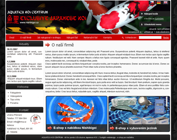 E-shop, tvorba e-shopu: nishikigoi.cz