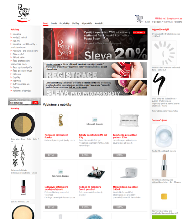 E-shop, tvorba e-shopu: kosmetika-peggysage.cz