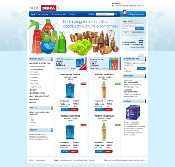 E-shop, tvorba e-shopu: vasededra.cz