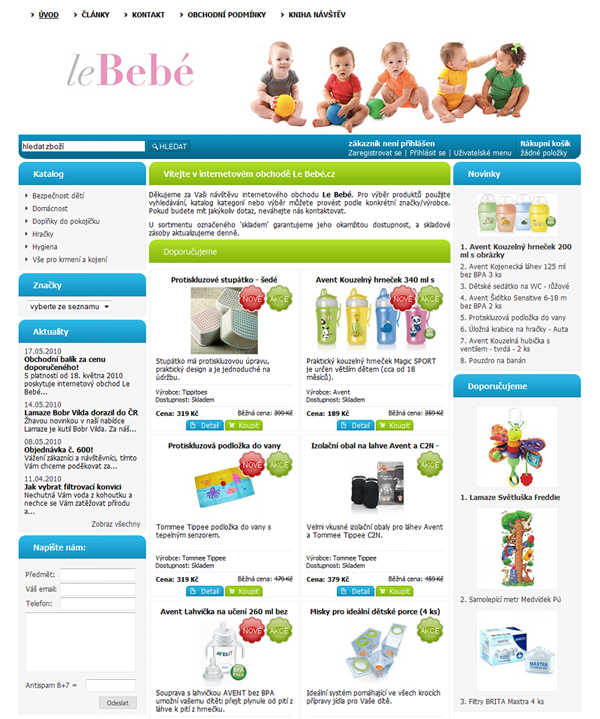 E-shop, tvorba e-shopu: lebebe.cz