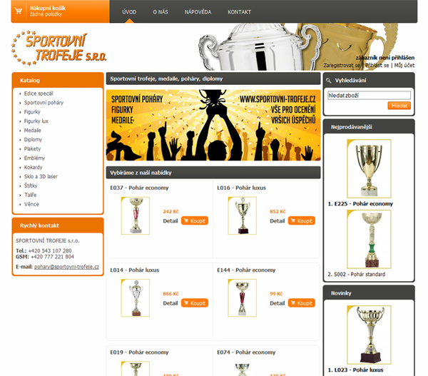 E-shop, tvorba e-shopu: sportovni-trofeje.cz