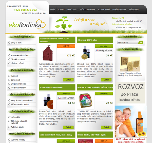 E-shop, tvorba e-shopu: ekorodinka.cz