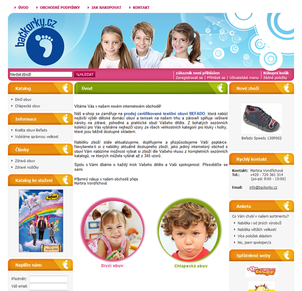 E-shop, tvorba e-shopu: backorky.cz