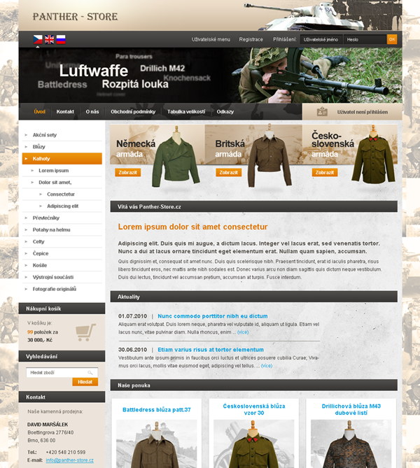 E-shop, tvorba e-shopu: panther-store.cz