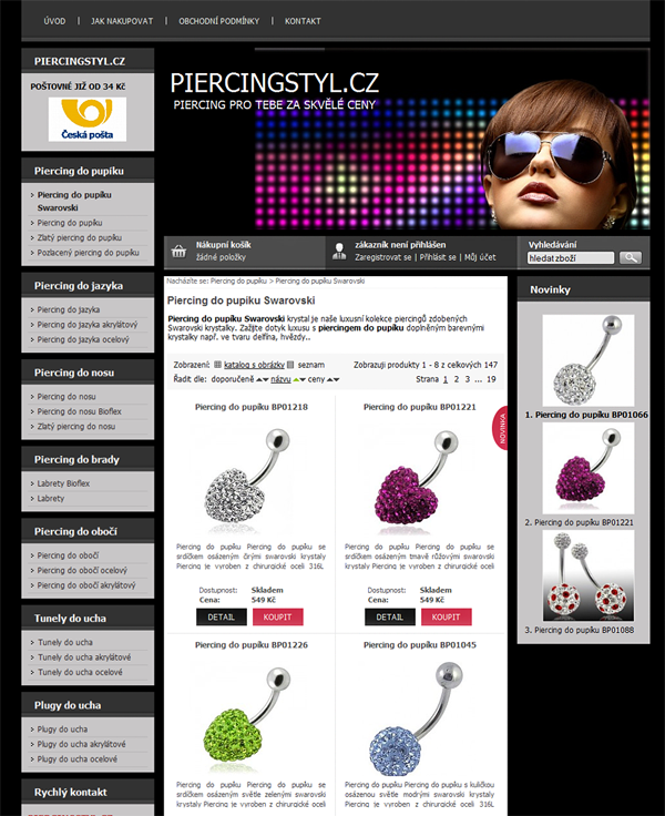 E-shop, tvorba e-shopu: piercingstyl.cz