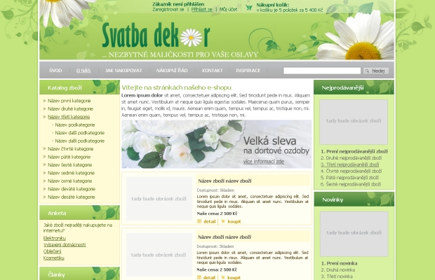 E-shop, tvorba e-shopu: svatbadekor.cz