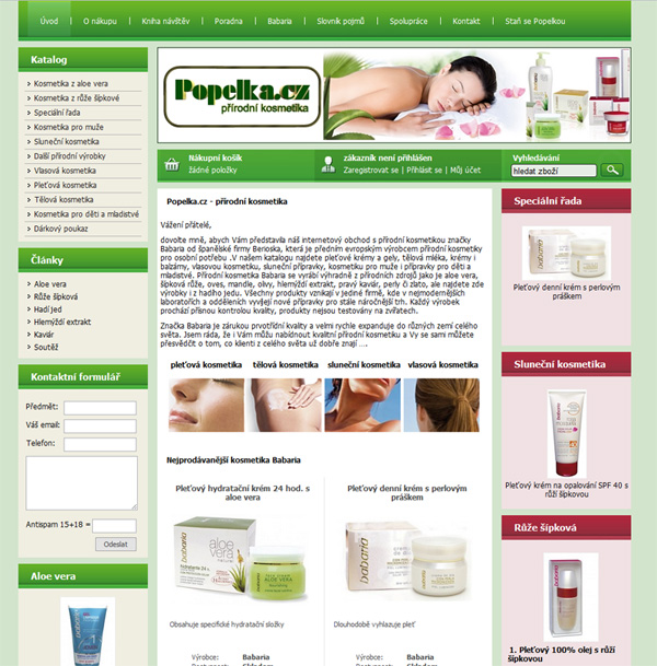 E-shop, tvorba e-shopu: popelka.cz