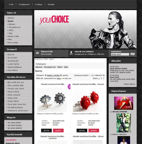 E-shop, tvorba e-shopu: yourchoice.cz
