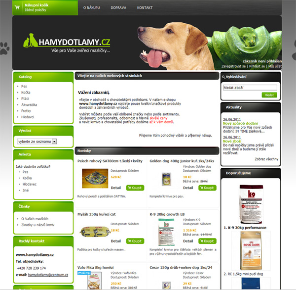 E-shop, tvorba e-shopu: hamydotlamy.cz