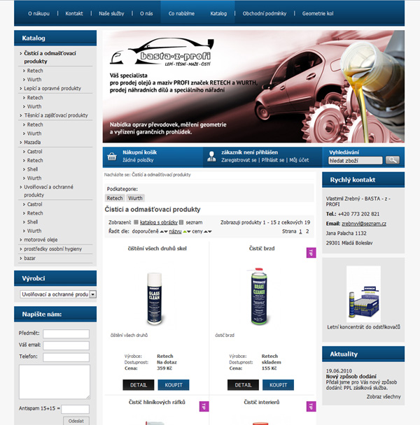 E-shop, tvorba e-shopu: profichemie.cz