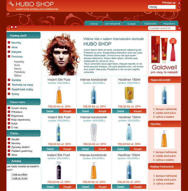 E-shop, tvorba e-shopu: huboshop.cz