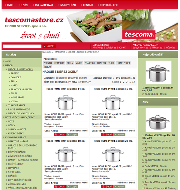 E-shop, tvorba e-shopu: tescomastore.cz
