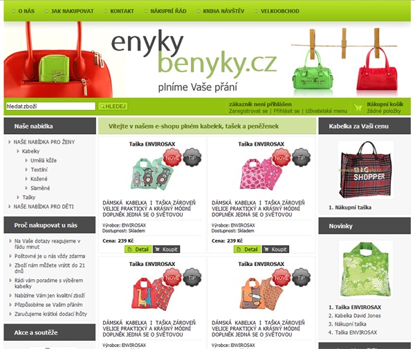 E-shop, tvorba e-shopu: enykybenyky.cz