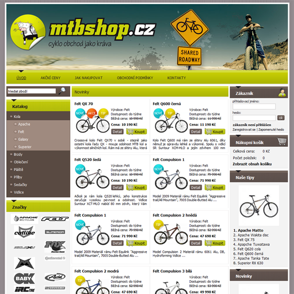 E-shop, tvorba e-shopu: mtbshop.cz
