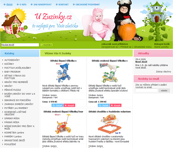 E-shop, tvorba e-shopu: uzuzinky.cz