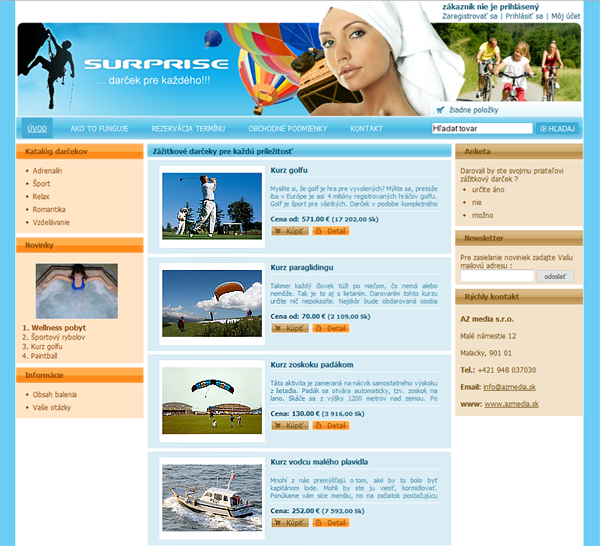 E-shop, tvorba e-shopu: surprise.sk