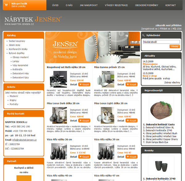 E-shop, tvorba e-shopu: nabytek-jensen.cz