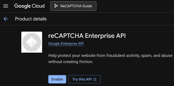 Enable reCAPTCHA